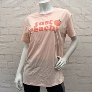 Womens Just Peachy Retro Inspired Shirt Graphic Print T-Shirt Tops Tees Size L